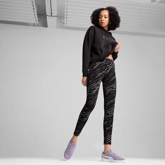 Leggings Corte Slim de Algodão Puma Animal Print com Cintura Elástica - Image 3